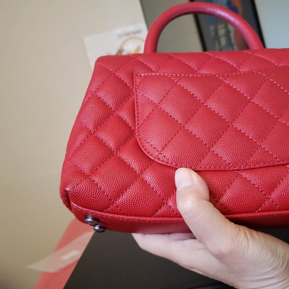 Chanel coco handle red caviar ruthenium hardware mini bag - Picture 12 of 14